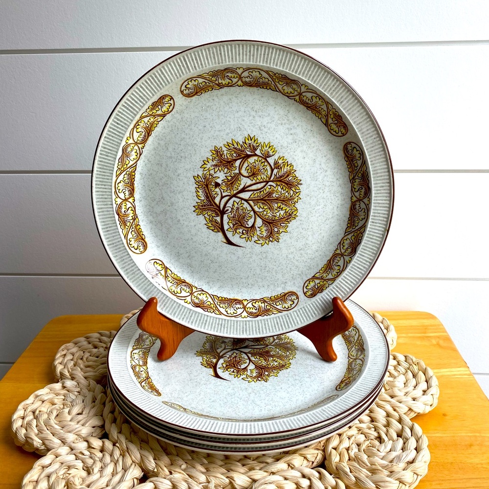 4 Poole Pottery Arden Design 10 Inch Rimmed Dinner Plates Rustic Vintage Heritag